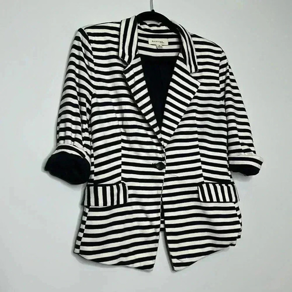 Monteau Black & White Stripped Blazer - Picture 1 of 6